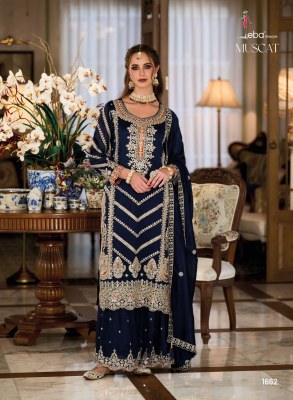 Eba lifestyle launch muscat premium silk with embroidered  work fancy readymade palazzo suit catalogue readymade suit catalogs