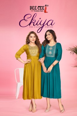 Ekiya by Deecee Flared Long Embroidered Fancy Kurti collection at amaviexpo Dee cee