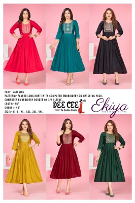 Ekiya by Deecee Flared Long Embroidered Fancy Kurti collection at amaviexpo kurtis catalogs