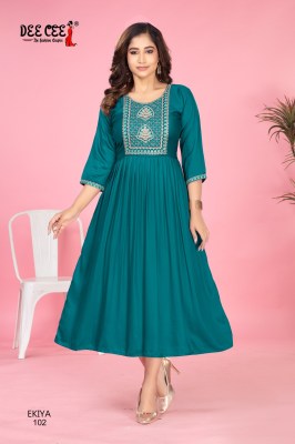 Ekiya by Deecee Flared Long Embroidered Fancy Kurti collection at amaviexpo kurtis catalogs