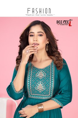 Ekiya by Deecee Flared Long Embroidered Fancy Kurti collection at amaviexpo kurtis catalogs