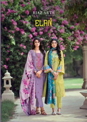 Elan by Riaz arts Pure karachi lawn cambric cotton dress material catalogue at affordable rate Riaz Arts