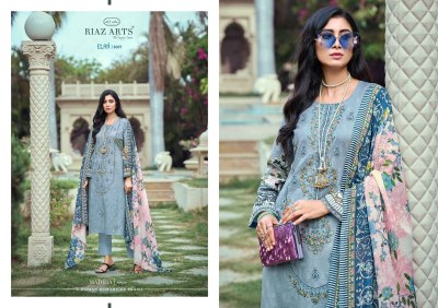 Elan by Riaz arts Pure karachi lawn cambric cotton dress material catalogue at affordable rate dress material catalogs