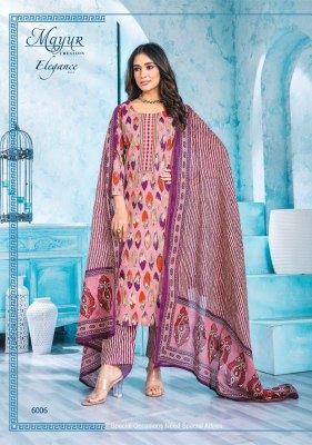 Elegance Vol 6 by Mayur pure cotton printed embroidered neck unstitched suit catalogue   salwar kameez catalogs