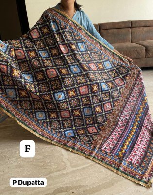 Elegant Pakistani Chinon Silk Dupatta with Hit Print  Mirror Work 4 Side Border Perfect for Any Ethnic Attire Wholesale Single