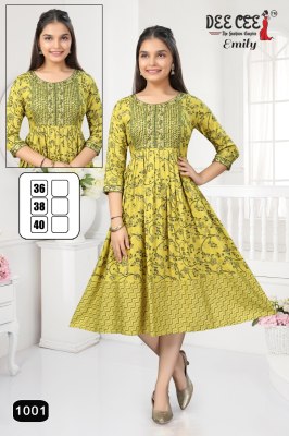 Emily by Deecee Flared Long Screen printed long short kurti catalogue at affordable rate Dee cee