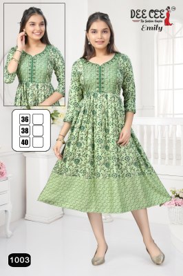 Emily by Deecee Flared Long Screen printed long short kurti catalogue at affordable rate kurtis catalogs