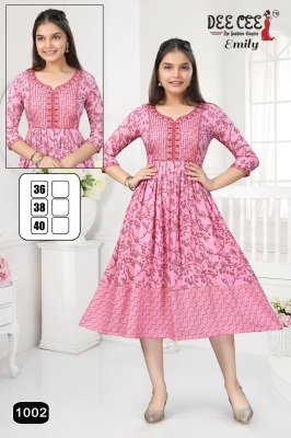 Emily by Deecee Flared Long Screen printed long short kurti catalogue at affordable rate kurtis catalogs