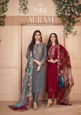 Esta Designer present Auram organza silk with embroidered and handwork unstitched suit material at wholesale price Esta Designs 