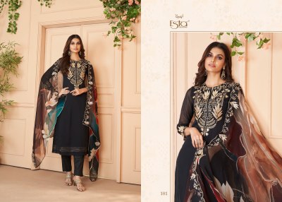 Esta Designer present Auram organza silk with embroidered and handwork unstitched suit material at wholesale price salwar kameez catalogs