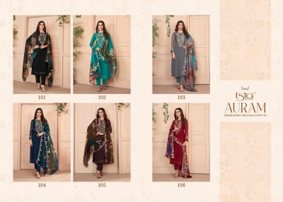 Esta Designer present Auram organza silk with embroidered and handwork unstitched suit material at wholesale price salwar kameez catalogs