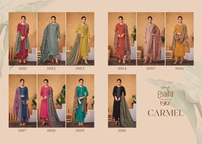 Esta Esaira present carmel cotton embroidered unstitched dress material catalogue salwar kameez catalogs