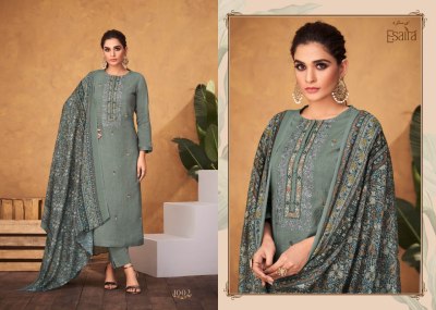 Esta Esaira present carmel cotton embroidered unstitched dress material catalogue salwar kameez catalogs