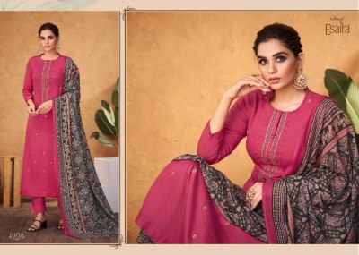 Esta Esaira present carmel cotton embroidered unstitched dress material catalogue salwar kameez catalogs