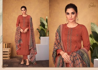 Esta Esaira present carmel cotton embroidered unstitched dress material catalogue salwar kameez catalogs