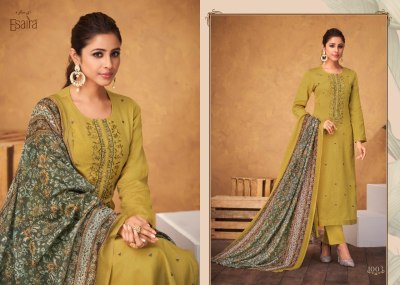 Esta Esaira present carmel cotton embroidered unstitched dress material catalogue salwar kameez catalogs