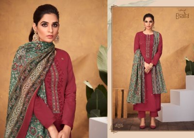 Esta Esaira present carmel cotton embroidered unstitched dress material catalogue salwar kameez catalogs