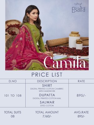 Esta by Esaira by Camila digital printed with neck work unstitched dress material catalogue at low rate salwar kameez catalogs