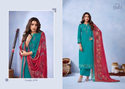 Esta by Esaira by Camila digital printed with neck work unstitched dress material catalogue at low rate salwar kameez catalogs