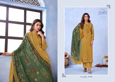 Esta by Esaira by Camila digital printed with neck work unstitched dress material catalogue at low rate salwar kameez catalogs