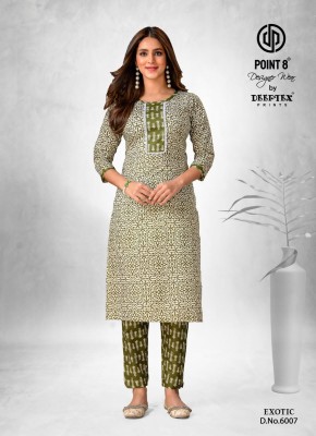 Exotic vol 6 by deeptex cotton kantha fabric kurti with top catalogue at amavi expo kurtis catalogs