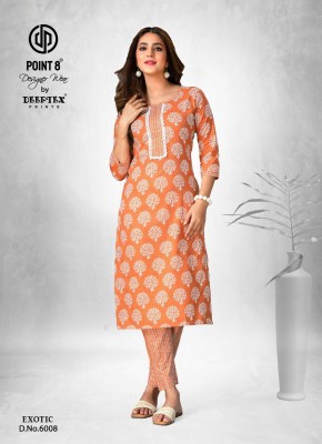 Exotic vol 6 by deeptex cotton kantha fabric kurti with top catalogue at amavi expo kurtis catalogs