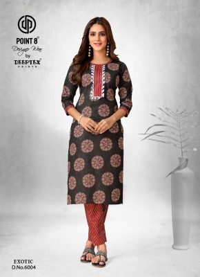 Exotic vol 6 by deeptex cotton kantha fabric kurti with top catalogue at amavi expo kurtis catalogs