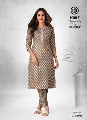 Exotic vol 6 by deeptex cotton kantha fabric kurti with top catalogue at amavi expo kurtis catalogs