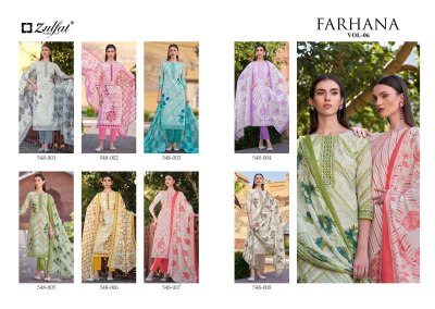 Farhana vol 6 by Zulfat pure cotton printed designer unstitched suit catalogue dress material catalogs