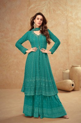 Farina by Gulkayra Real georgette Embroidered fancy sharara suit catalogue at affordable rate fancy sharara suit Catalogs