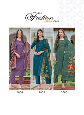 Fashion Diva vol 1 by Radhika lifestyle Chanderi silk Handwork readymade suit catalogue at amaviexpo readymade suit catalogs