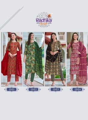 Fashion Eva vol 1 by Radhika life style Reyon foil printed kurti pant and dupatta catalogue at affordable rate readymade suit catalogs