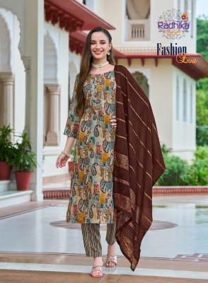 Fashion Eva vol 1 by Radhika life style Reyon foil printed kurti pant and dupatta catalogue at affordable rate readymade suit catalogs