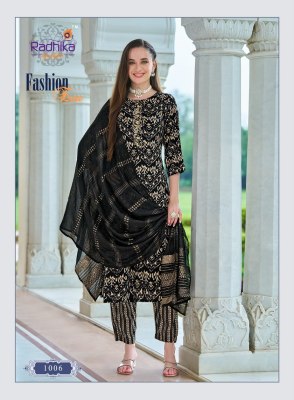 Fashion Eva vol 1 by Radhika life style Reyon foil printed kurti pant and dupatta catalogue at affordable rate readymade suit catalogs