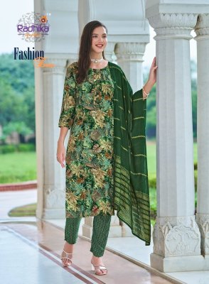 Fashion Eva vol 1 by Radhika life style Reyon foil printed kurti pant and dupatta catalogue at affordable rate readymade suit catalogs