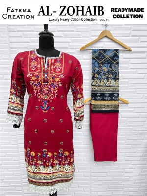 Fatema Ai Zohaib Vol 1  Karachi Readymade Kurti Pant With Dupatta Wholesale  kurtis catalogs
