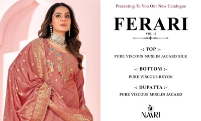 Ferari 2 by naari pure muslin jerqued unstitched suit catalogue at affordable rate  salwar kameez catalogs