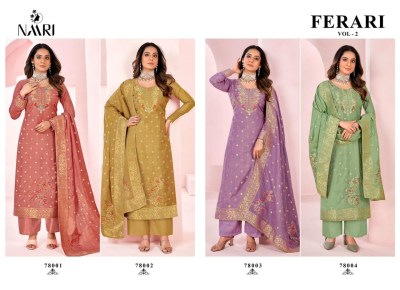 Ferari 2 by naari pure muslin jerqued unstitched suit catalogue at affordable rate  salwar kameez catalogs