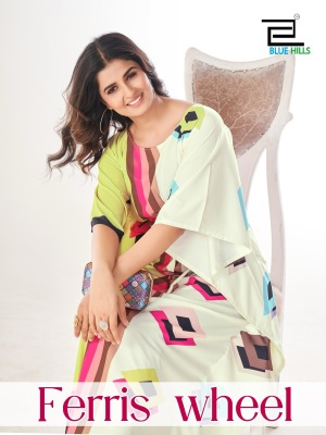 Ferris wheel by Blue Hills Heavy Crepe Printed fancy Kaftan collection with low price wholesale catalogs