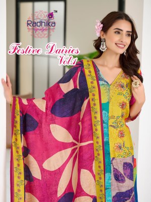 Festival diaries vol 1 by Radhika life style Maslin printed hand work top bottom and dupatta catalogue  Radhika Lifestyle