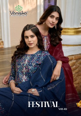 Festival vol 3 by Vaniska Straight chanderi printed readymade suit collection at affordable rate wholesale catalogs