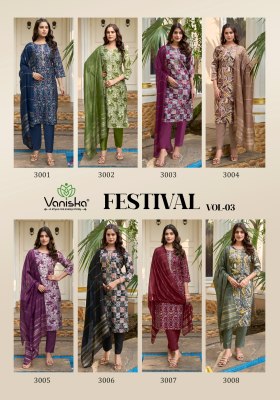 Festival vol 3 by Vaniska Straight chanderi printed readymade suit collection at affordable rate readymade suit catalogs