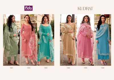 Fida by Kudrat pure cotton satin new unstitched fancy salwar suit catalogue at low rate,  salwar kameez catalogs