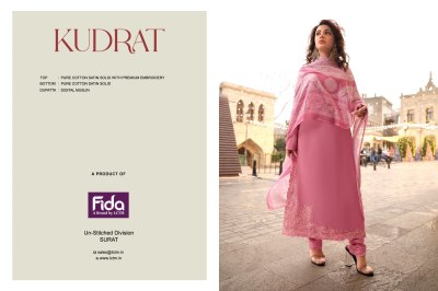 Fida by Kudrat pure cotton satin new unstitched fancy salwar suit catalogue at low rate,  salwar kameez catalogs