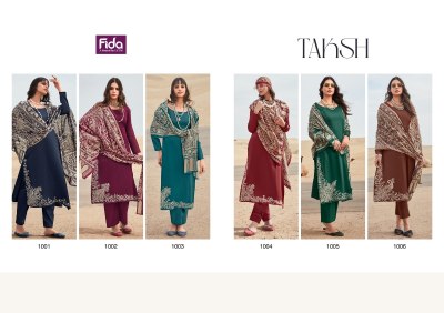 Fida by Taksh fancy pure cotton designer embroidered unstitched dress material catalogue at low rate salwar kameez catalogs