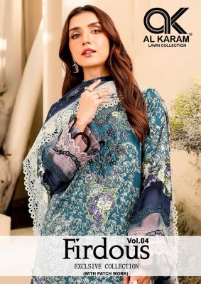 Firdous vol 4 by Al karam fancy soft cotton printed unstitched dress material catalogue at affordable rate wholesale catalogs