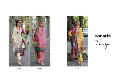 Firuza by Zaveri cotton embroidered fancy kurti pant and dupatta catalogue at low rate readymade suit catalogs