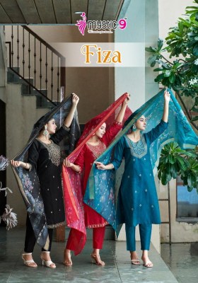 Fiza vol 1 by Mystic 9 Premium quality banglore silk embroidered kurti pant and dupatta catalogue Mystic 9