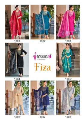 Fiza vol 1 by Mystic 9 Premium quality banglore silk embroidered kurti pant and dupatta catalogue readymade suit catalogs