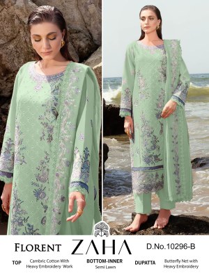 Florent by Zaha pure cambric cotton embroidered Pakistani suit catalogue pakistani suit catalogs